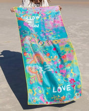 Load image into Gallery viewer, Yoga/Beach Towel Teal Follow The Sun