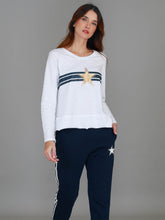 Load image into Gallery viewer, Sonya | Women's Gold Star Stripe Long Sleeve Tee – Cotton Jersey