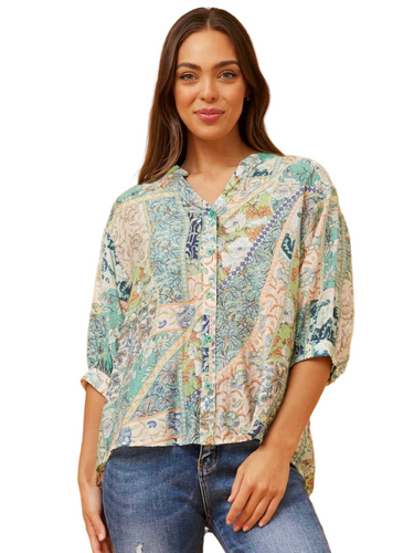 Belinda Shirt - Green Floral Print