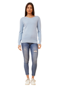 Embellished Knit Jumper - Pale Blue