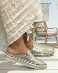 Satin Slides with Star - Silver