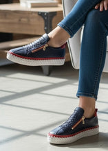 Load image into Gallery viewer, Heritage Zip Sneaker - Navy/Red