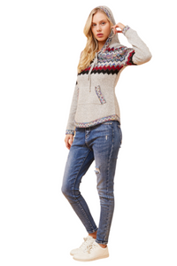 Argen Jacquard Print Knit Jumper - Grey