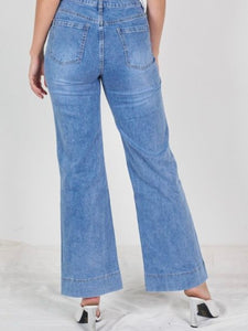 Wide Leg Denim Jeans - Light Denim