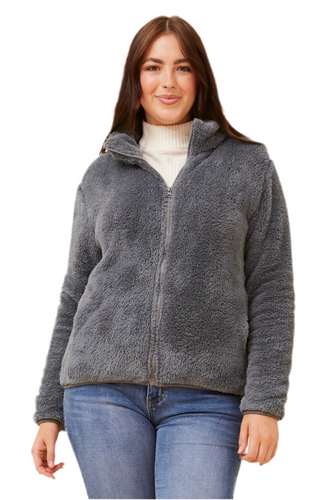 Faux Fur Jacket - Pewter