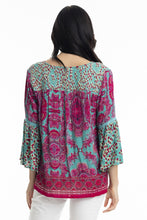 Load image into Gallery viewer, Shirred Yoke Top - Neo Paisley Teal