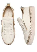 Load image into Gallery viewer, Heritage Zip Sneaker - White/Gold