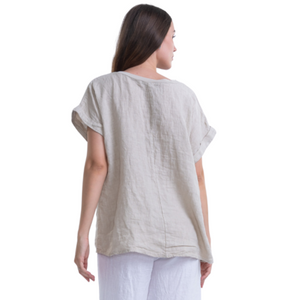 Italian Linen Top - Beige