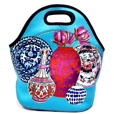 Neoprene Lunch Bag - Vases On Turquoise