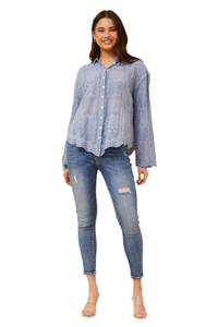 Dara Embroidered Shirt - Blue