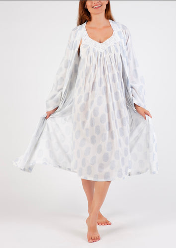 Dressing Gown/Robe - Blue Paisley