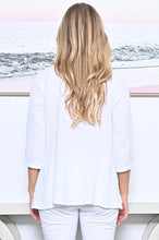 Load image into Gallery viewer, Button Split Hem Cotton/Line Top - White