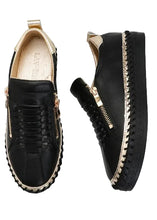 Load image into Gallery viewer, Heritage Zip Sneaker - Black/Gold