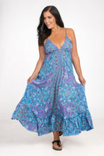 Load image into Gallery viewer, Long Strappy Silk Dress with Pockets - Blue