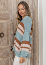 Load image into Gallery viewer, V Stripe Knit Jumper - Duck Egg