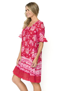 Hannah Boho Tunic - Watercolour Red