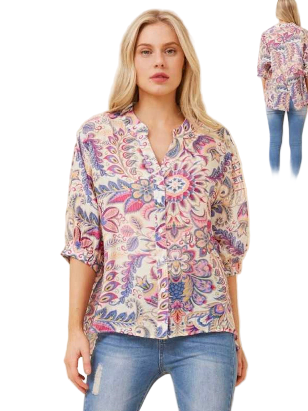Belinda Shirt - Fuchsia Floral Print