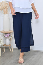 Load image into Gallery viewer, Full Length Side Button Layered Beach Pant - Navy