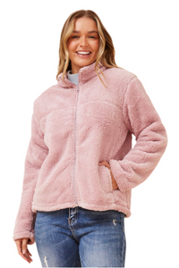 Faux Fur Teddy Jacket - Dusty Pink