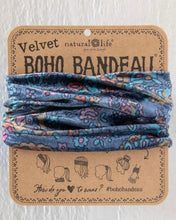 Load image into Gallery viewer, Boho Bandeau Half - Velvet Navy Retro Paisley