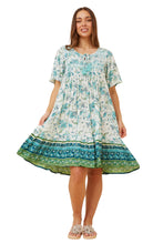 Load image into Gallery viewer, Honda Boho Short Dress - Paisley Spearmint Print