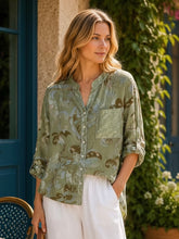 Load image into Gallery viewer, Linen Cotton Sequins Shirt - Khaki