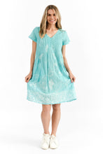 Load image into Gallery viewer, Nicola Cap Sleeve Dress - Coral Border Jade