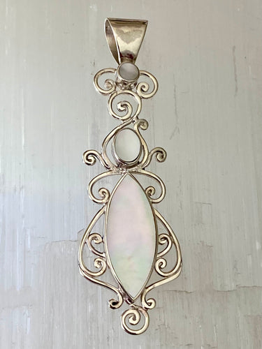 Sterling Silver Elliptical Pendant - Mother Of Pearl