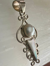 Load image into Gallery viewer, Small Ornate Swirl Sterling Silver Pendant - Pearl / White Mother of Pearl