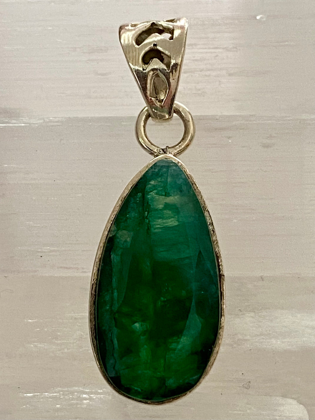 Indian Emerald Sterling Silver Pendant