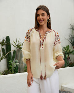 Embroidered Azteca Folk Top