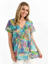 Load image into Gallery viewer, Kayla Cotton Blouse -Turquoise