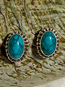 Turquoise Sterling Silver Oval Earrings