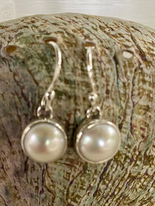 Sterling Silver Drop Earrings - White Pearl