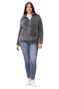Faux Fur Jacket - Pewter