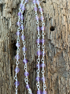 Amthyst Facet Lace Sterling Silver Chain