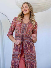 Load image into Gallery viewer, Closed up of Bohemian-style Hannah Maxi Dress in luxurious silk blend – Berry Lush Designs.