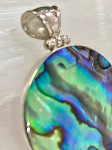 Two Sided Shell Disc Pendant - Paua And Pink Mother Of Peal