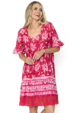 Hannah Boho Tunic - Watercolour Red