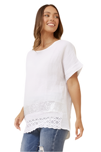 Emilio Sequin Linen Top - White