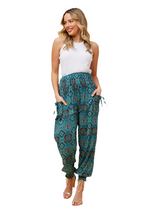 Load image into Gallery viewer, Harem Pants - Green Abstract Print