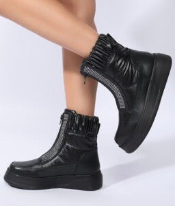 Zip-Up Boots - Black