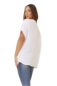 Emilio Sequin Linen Top - White