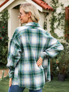 Flannel Snap Button Shacket - Green