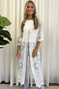 White Embroidered Lace Cape