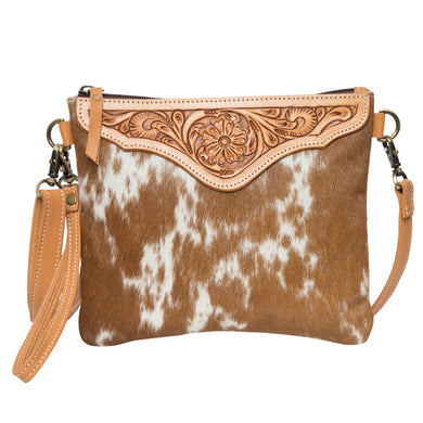 Costa Rica Tooling Leather Cowhide Clutch Bag - Tan