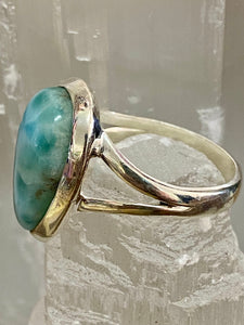 Larimar Tear Drop Sterling Silver Ring