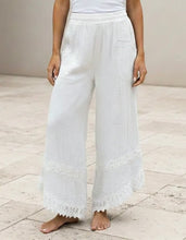 Load image into Gallery viewer, Wide Leg Pants With Lace Trim