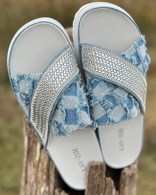 Denim Cross Sandals