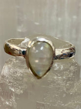 Load image into Gallery viewer, Teardrop Sterling Silver Ring - Rainbow Moonstone